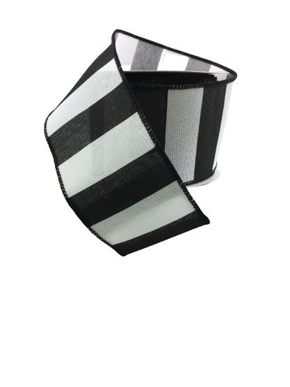 2.5 Inch Black White Wide Stripe Ribbon