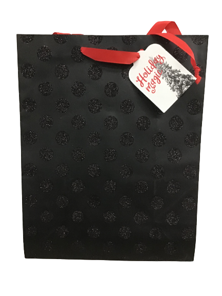Wondershop Gift Bag Matte Black Glitter Polka Dots