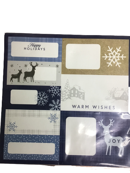 Gift Tag Stickers- Deer-Blue White Gold
