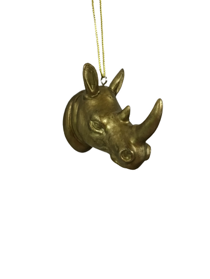 Bronze Metallic Rhino Head Ornament