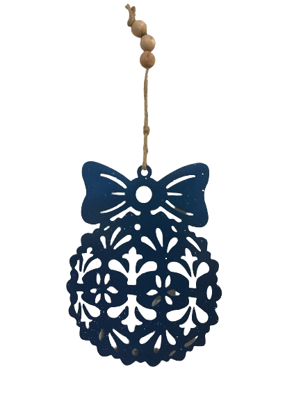 Blue Or WhiteMetal Cutout Christmas Ornament