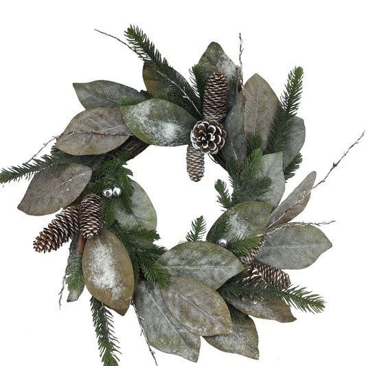 Magnolia Leaf And Pinecone 22 Inch Wreath