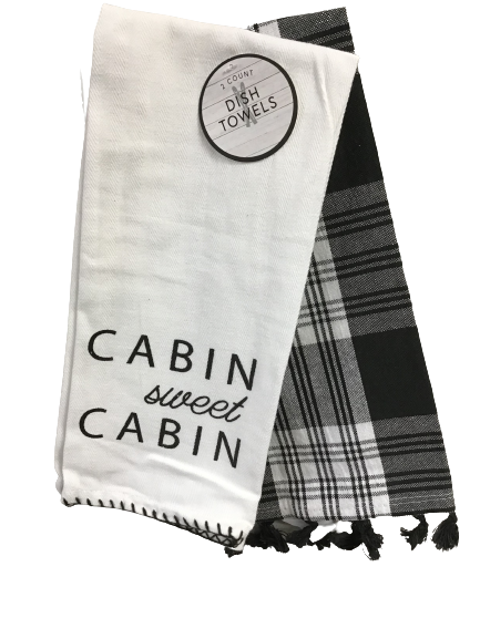 Dish Towels Cabin Sweet Cabin Black And White