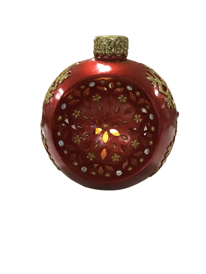 Kringle Express Concave Red Ornament Luminary With Snowflake