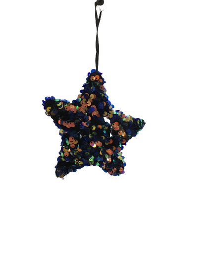 Blue Plush Sequin Ornament