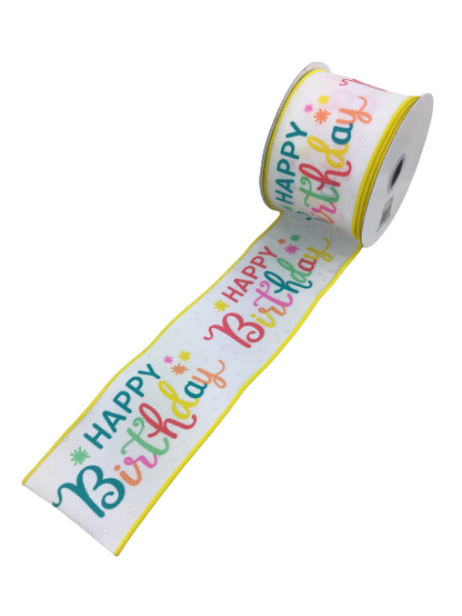 2.5 Inch Multicolored Happy Birthday Ribbon