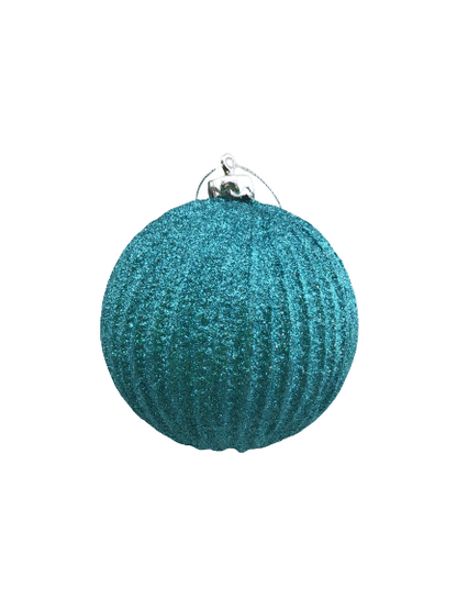 4 Inch Frost Blue Glitter Ball Ornament
