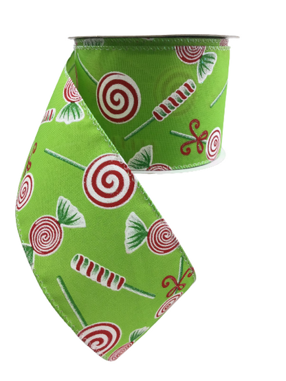 2.5 Inch Lime With Peppermint Candy Ribbon