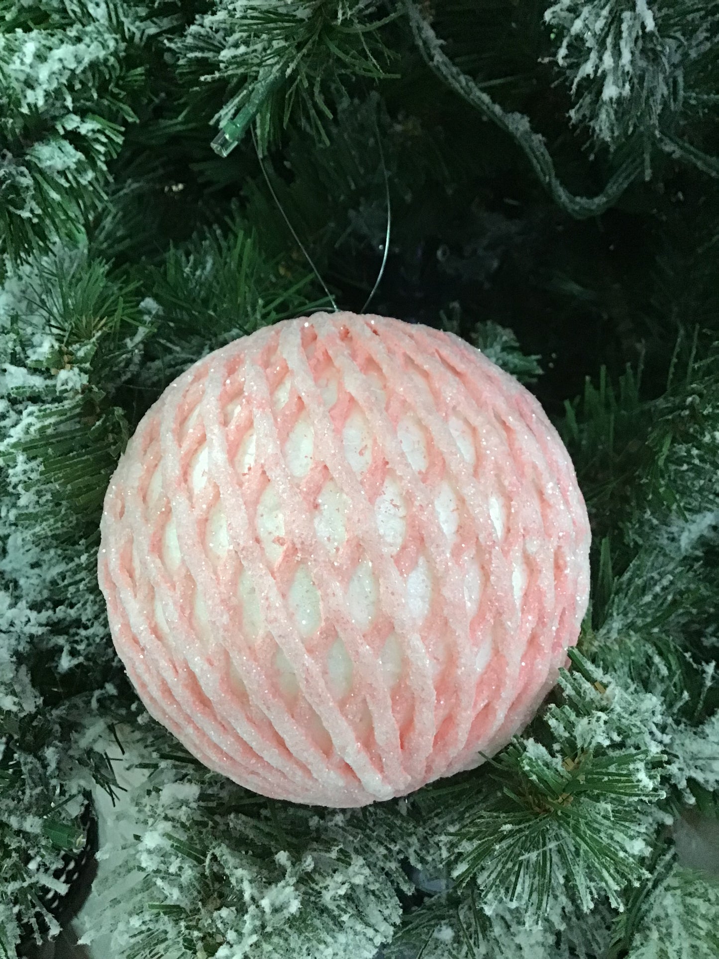 Light Pink 5 Inch Sparkling Harlequin Ball Ornament
