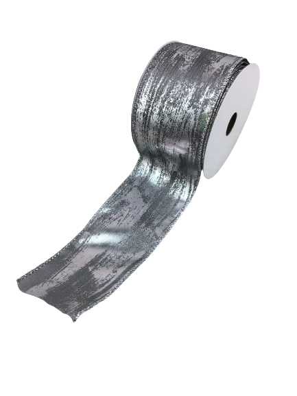 2.5 Inch By 10 Yard Metallic Silver Ribbon