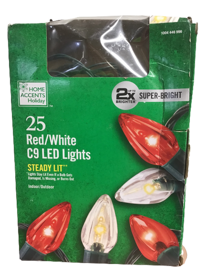Home Accents Holiday 25 Red/White C9 LED Lights (Open Box)