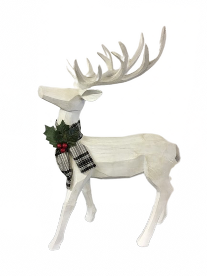 Home Reflections Resin Wood Finish White Standing Reindeer