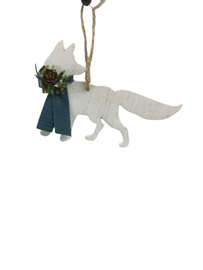Wooden Fox Christmas Ornament