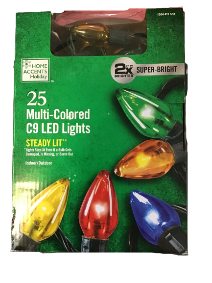 Home Accents Holiday 25 Multi-Colored C9 Led Lights (Open Box)