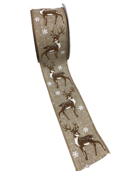2.5 Inch Brown Deer In Snow Ribbon