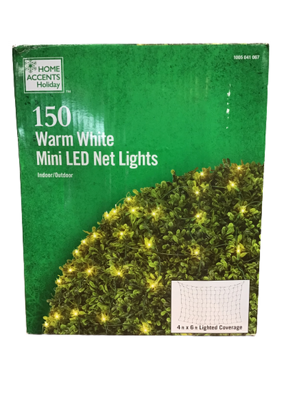 Home Accents Holiday 150 Warm White Mini LED Net Lights (Open Box)