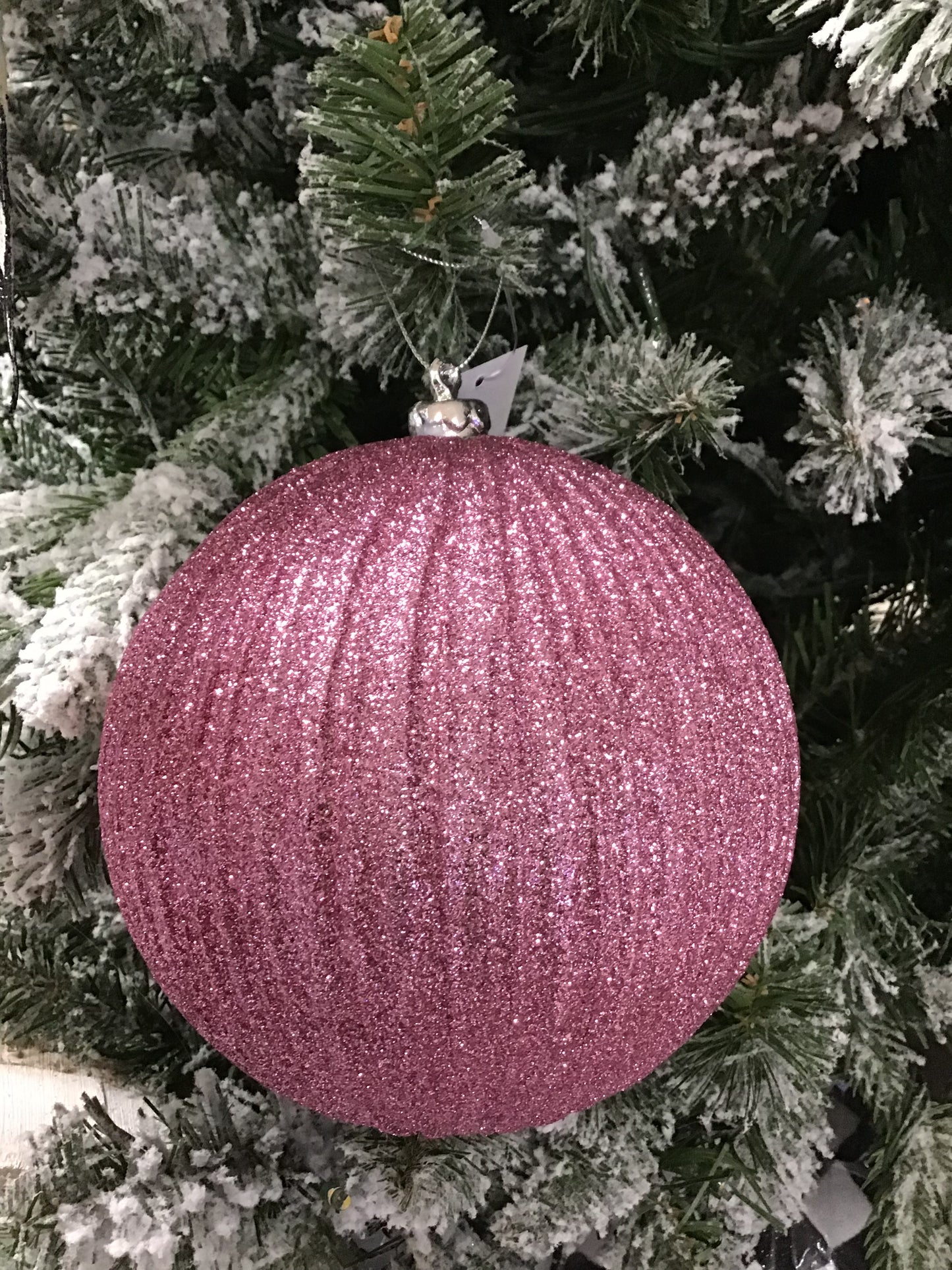 6 Inch Pink Glittered Ball Ornament