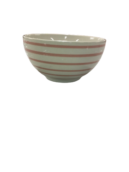 White Pink Striped Mini Bowl