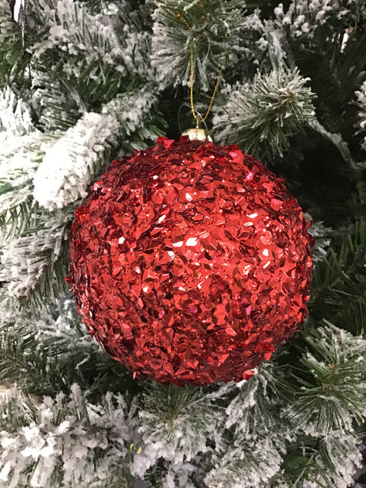 5 Inch Red Sequin Ball Ornament