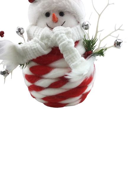 Red White Candy Cane Striped Snowman