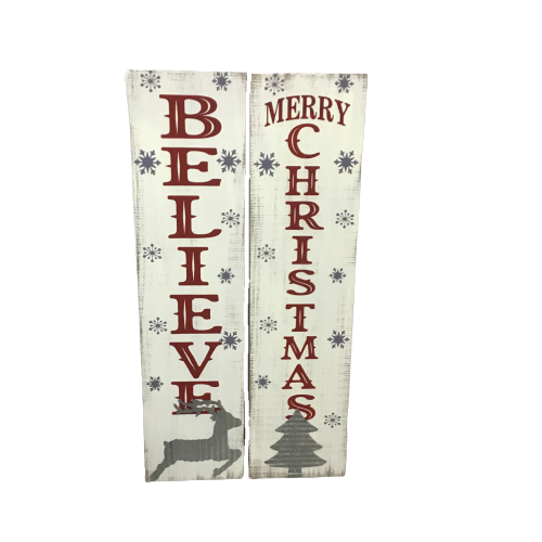 31 Inch Merry Christmas Or Believe Wood Sign