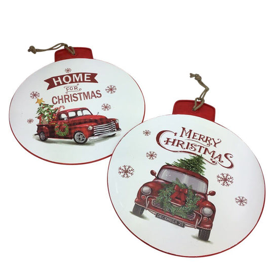 Metal Holiday Sign Ornament 18 Inch 3 Styles