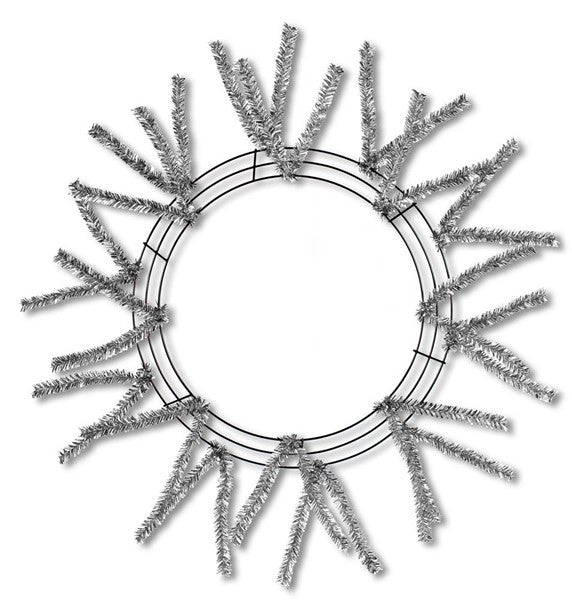 15 Inch Wired, 25 Inch Oad Metallic Silver Pencil Work Wreath