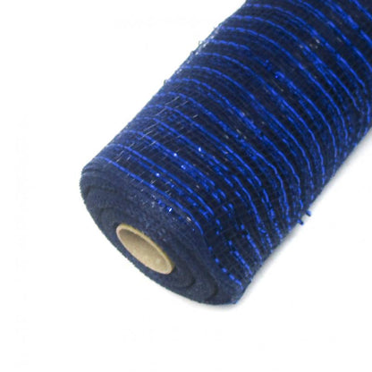 10 Inch by 10 Yard Navy and Royal Blue Metallic Mesh