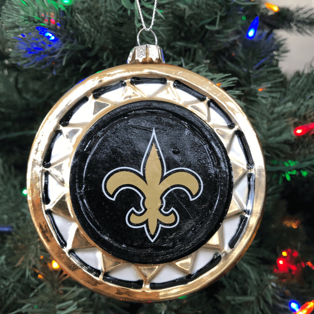 New Orleans Saints "Blown Glass" Disc Ornament