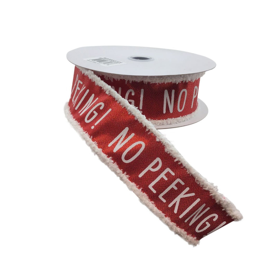 No Peeking Metallic Red 1.5 Inch x 10 Yard Christmas Ribbon