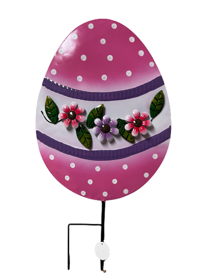Easter Egg Metal Yardstake Butterfly And Flowers