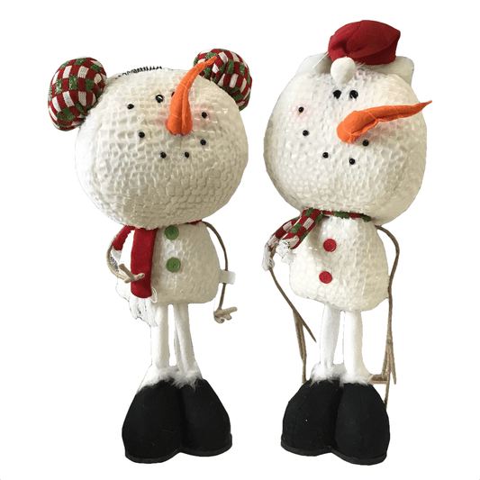 Plush Standing Snowman Figurine  Two Styles