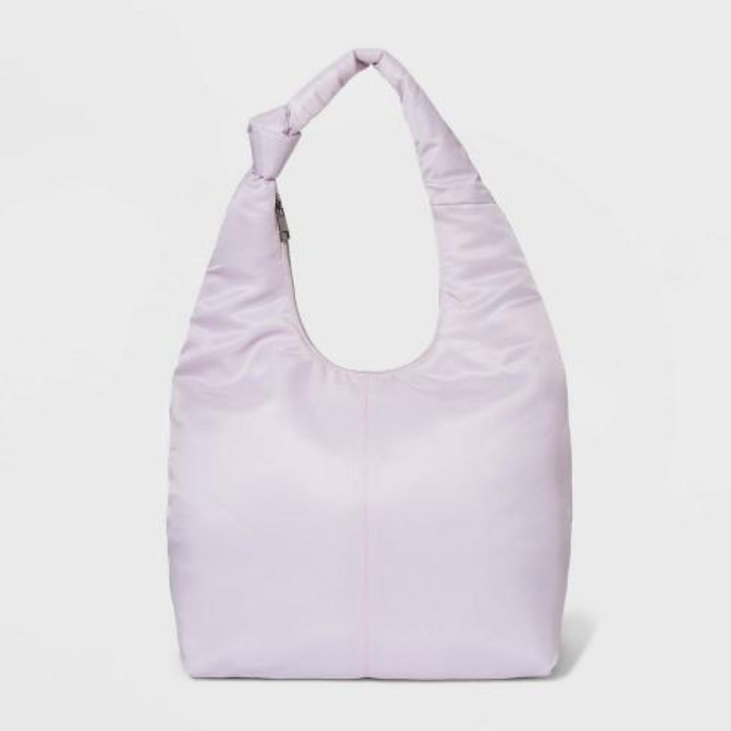 A New Day Lilac Zip Closure Knotted Puffer Bag