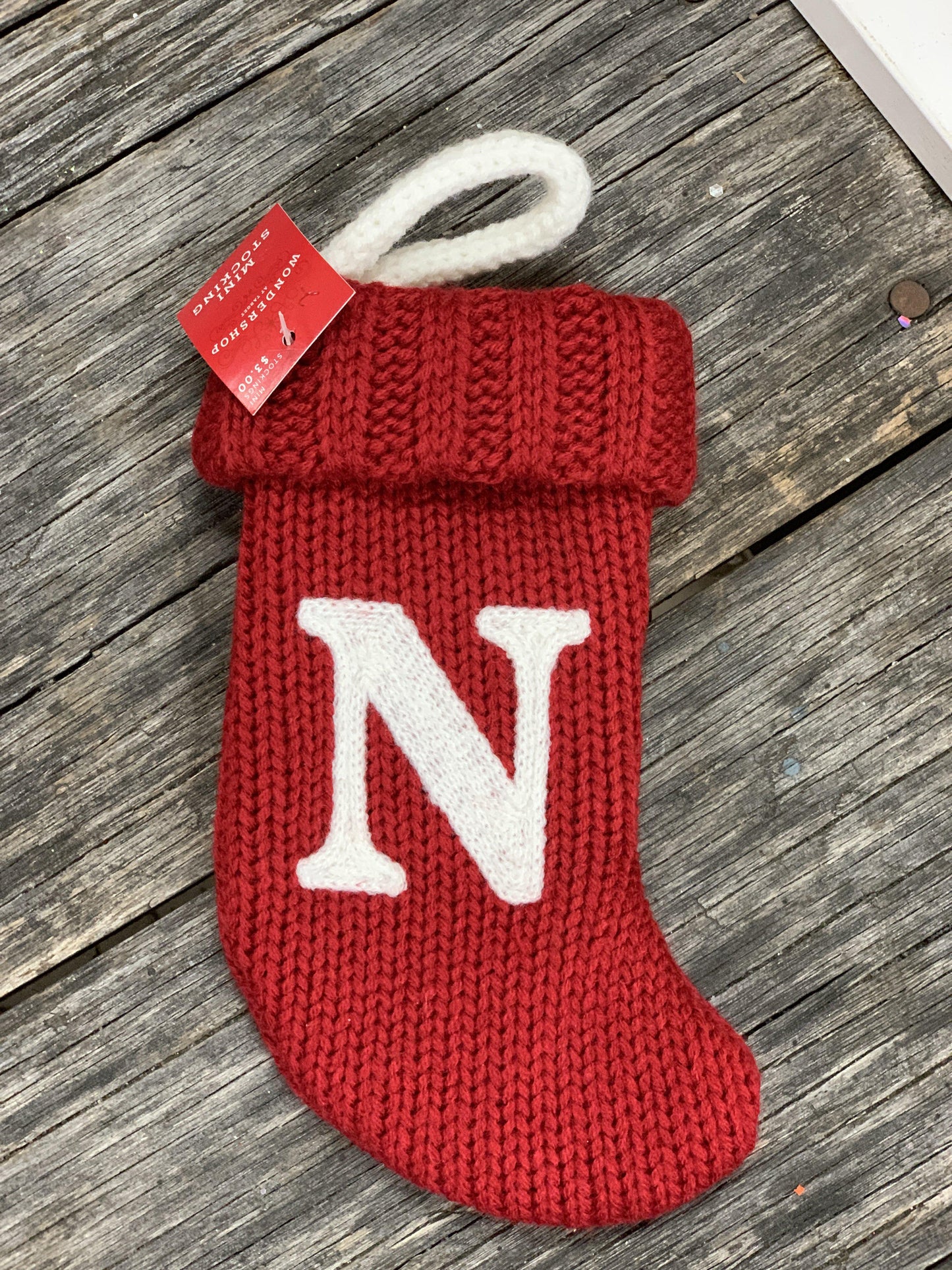 Red Initial Mini Stocking 7 Inch