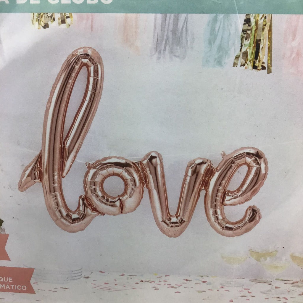 Love Rose Gold Script Balloon Banner