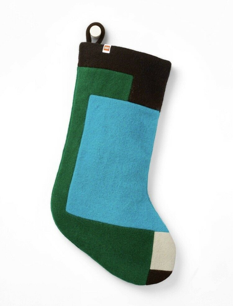 Lego 20 Inch Color Block Felt Stocking Blue Green And Gray