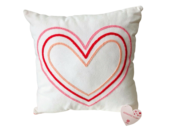 Decorative Pillow With White Hearts