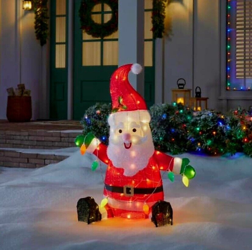 Home Accents Holiday 3 Foot Yuletide Lane LED Santa With String Lights - Open Box