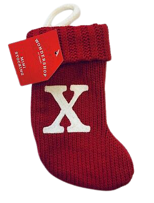 Knitted Red And White Monogram "X" Mini Stocking
