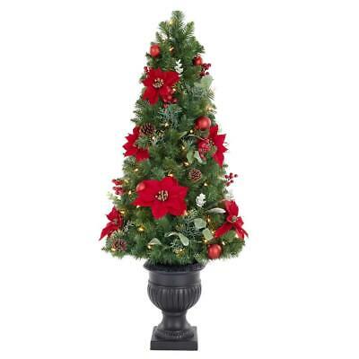Home Accents Holiday 4.5 Foot Berry Bliss Potted Christmas Porch Tree Open Box