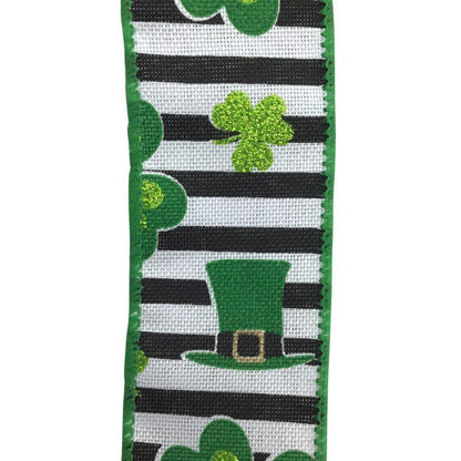 1.5 Inch Saint Patrick Clover Wired Ribbon