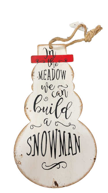 Metal White Word Snowman Hang Two Styles