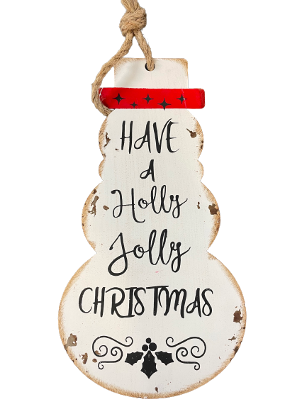 Metal White Word Snowman Hang Two Styles