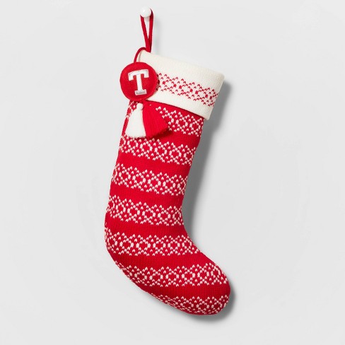 Wondershop Knitted Red And White Initial Stocking
