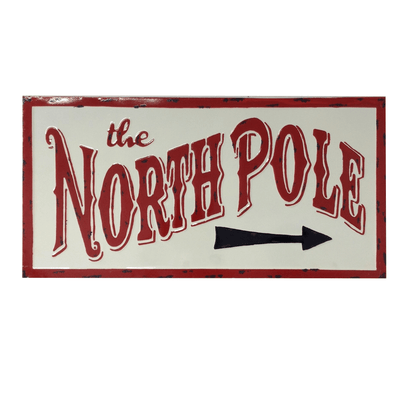 The North Pole White Enamel Wall Sign