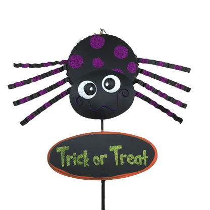 21 Inch Metal Trick Or Treat Spider Stake