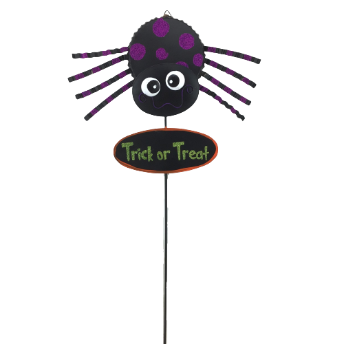 21 Inch Metal Trick Or Treat Spider Stake