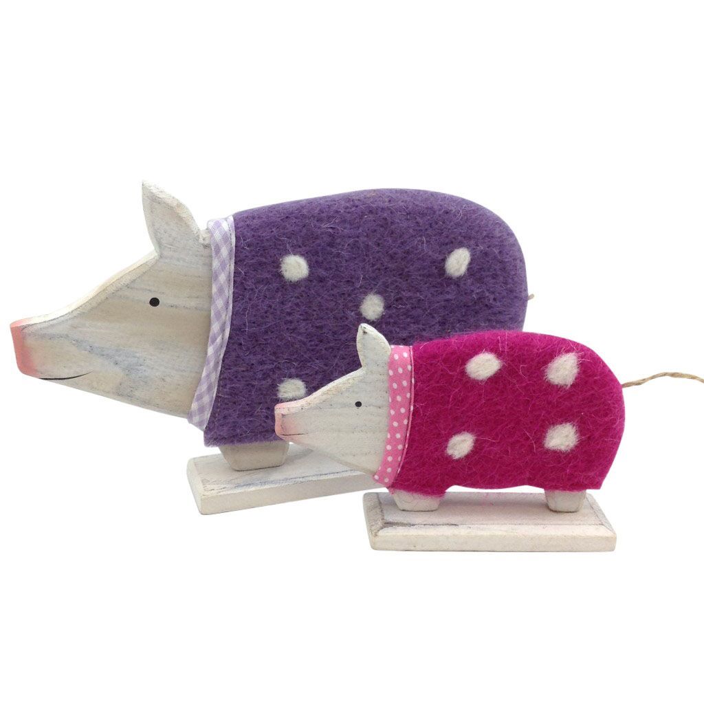 Two Piece Pigs With Sweaters Standing Set
