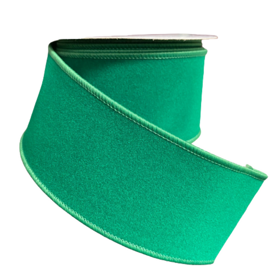 Holiday Green Velvet Duro 2.5 Inch X 10 Yard Wired Ribbon