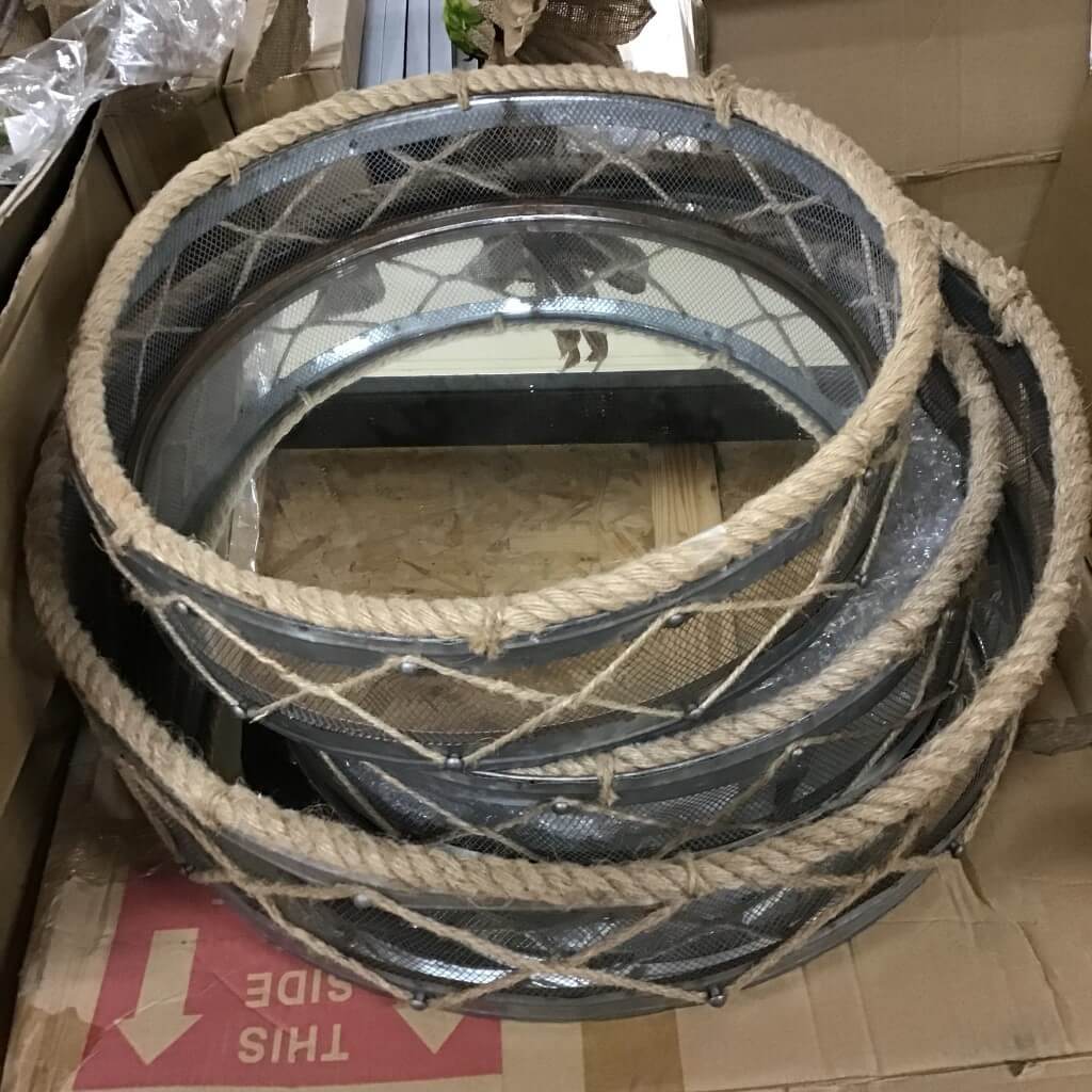 Vintage Cylinder Wall Mirror With Rope - 3 Sizes